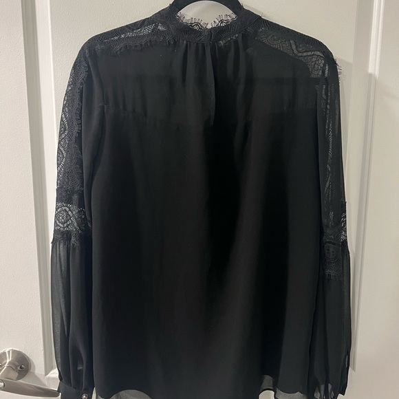 WHBM Black Sheer Lace Top - S - Picture 6 of 10